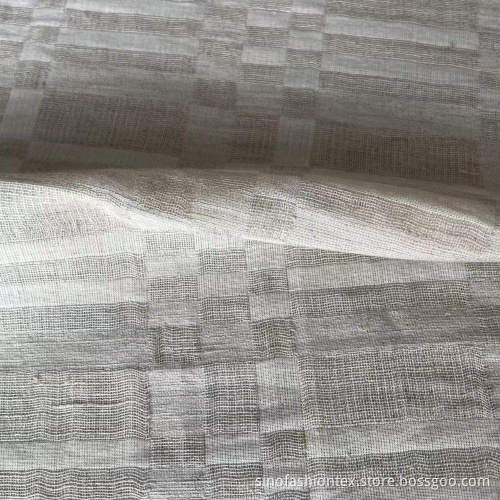 Checked Solid Colour Jacquard Line Linen Cotton Fabric